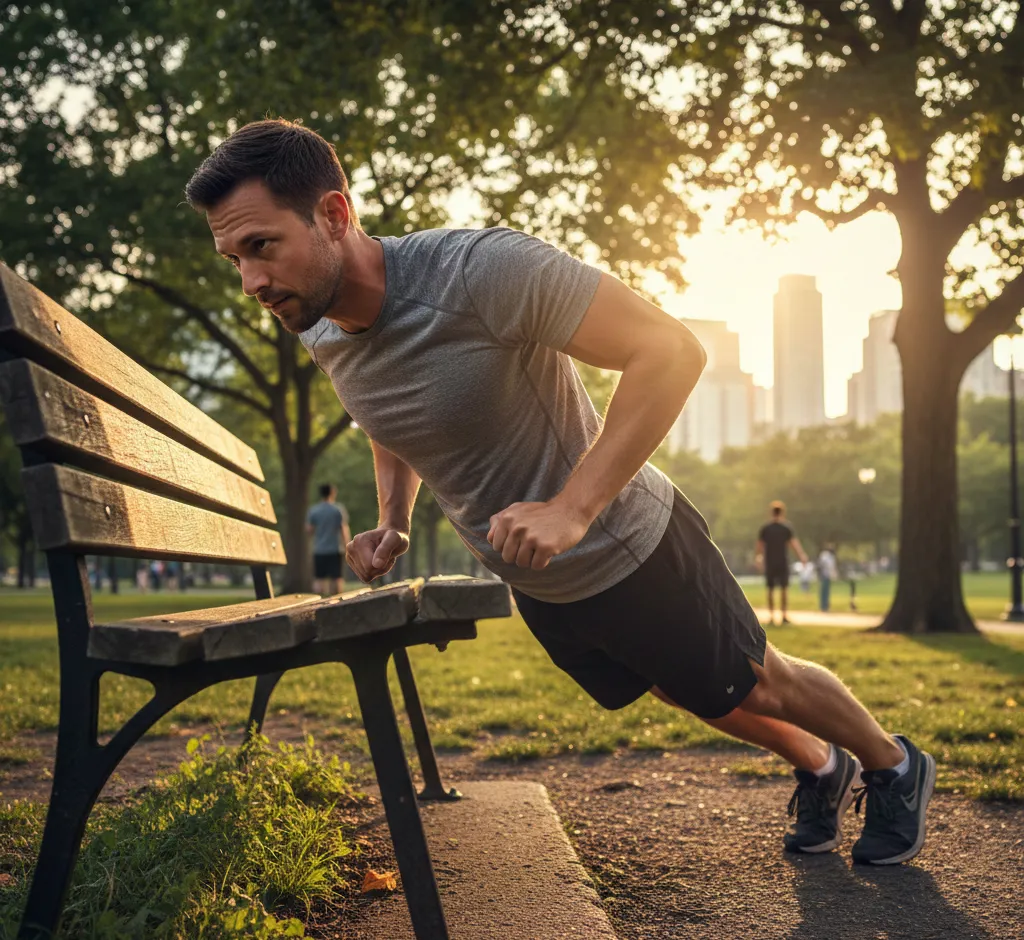 Parkbank als Brust-Trainingsgerät: Effektives Outdoor-Workout mit Eigengewicht