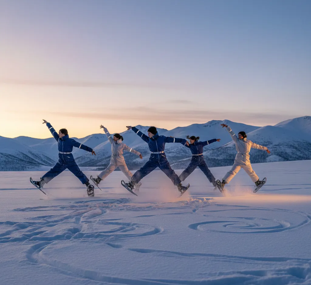 Schneeschuh-Tanzchoreografie: Die Kunst der Bewegung im Tiefschnee