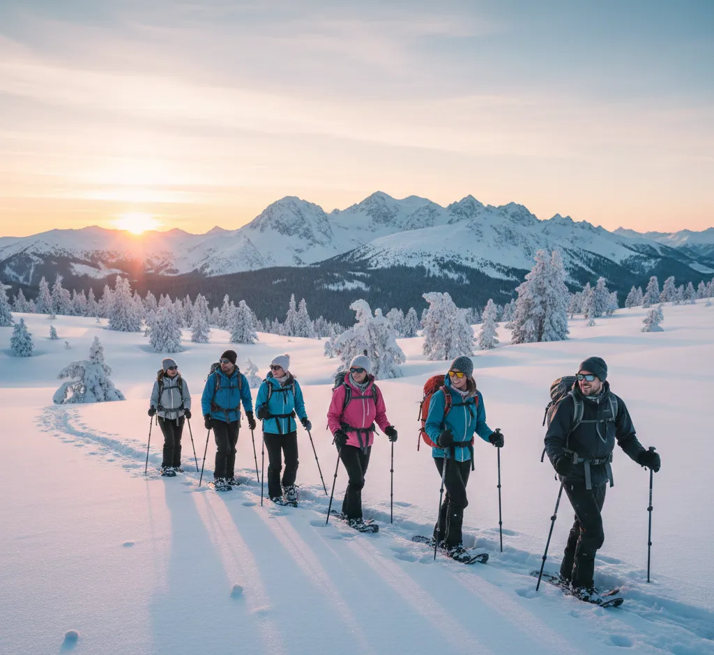 Schneeschuhwandern in der Gruppe: Gemeinsam durch die Winterlandschaft