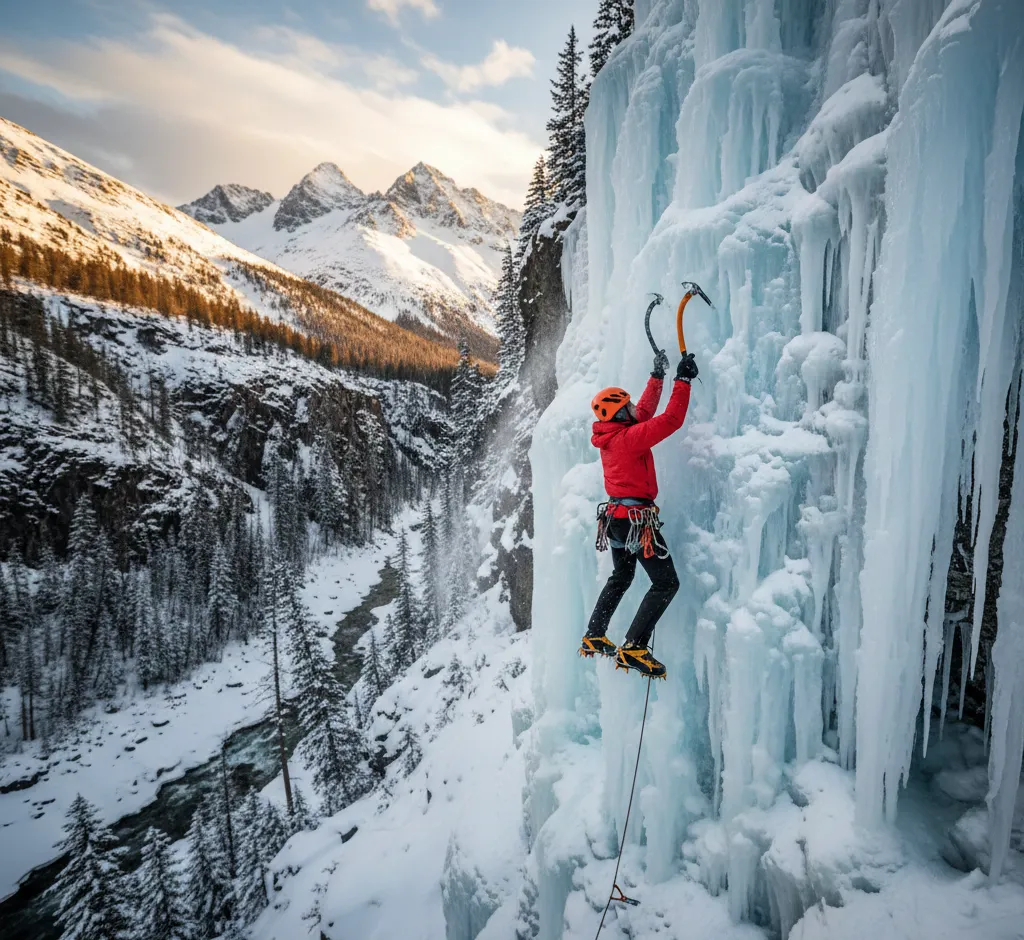 Winterklettern an gefrorenen Wasserfällen: Abenteuer, Technik und Sicherheit